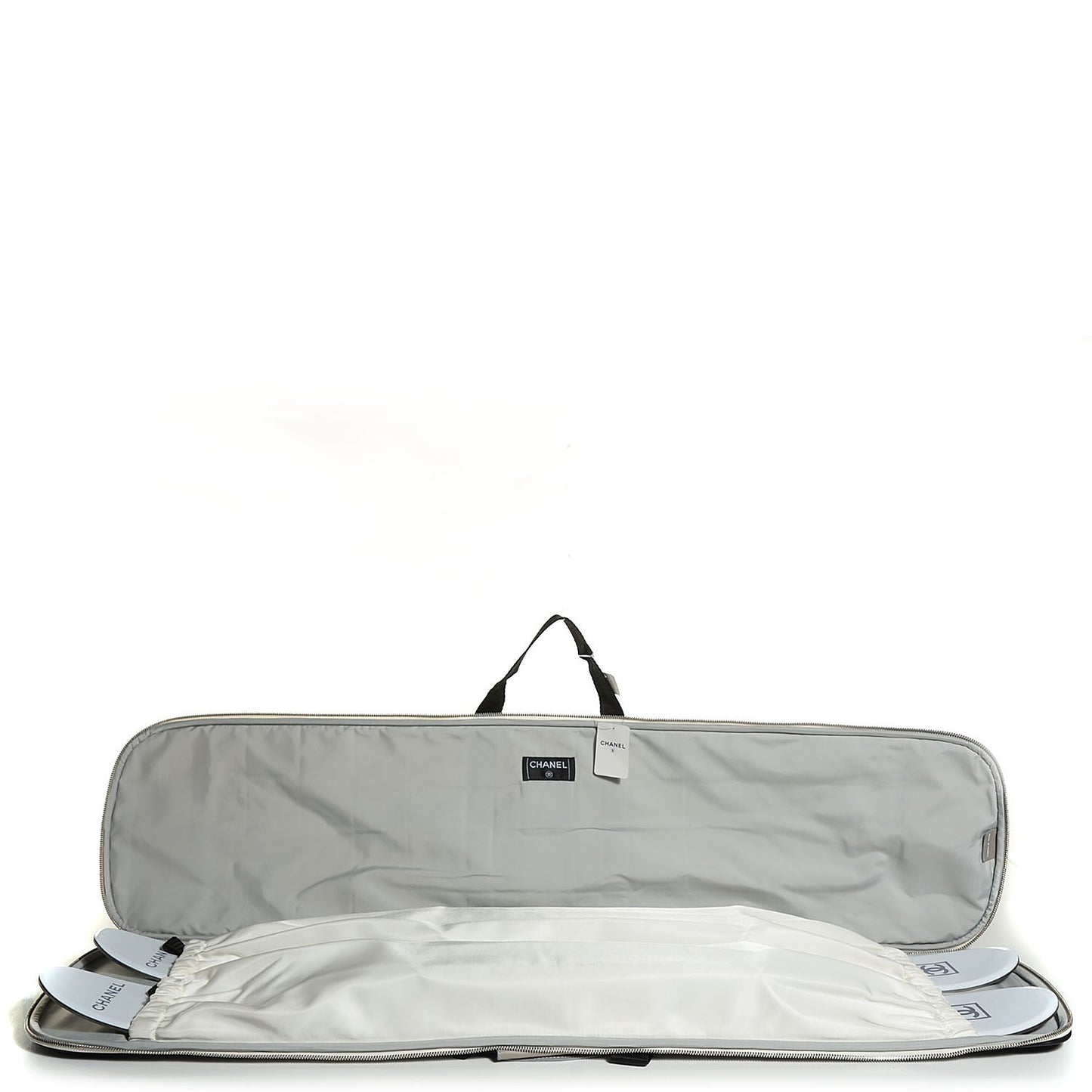 Snow Skis With Case White Grey