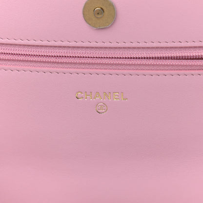 Chanel Shiny Caviar Quilted Pick Me Up Wallet On Chain WOC Pink 6 of 12