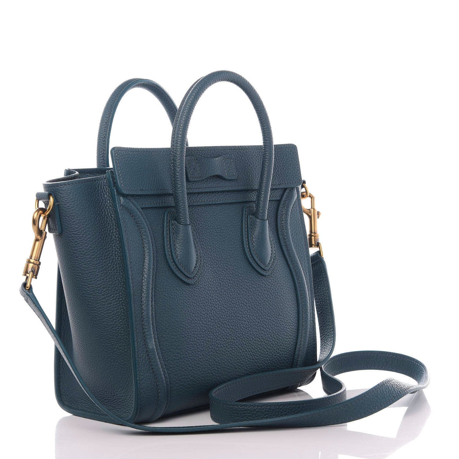 Celine Drummed Calfskin Nano Luggage Celadon 2 of 8