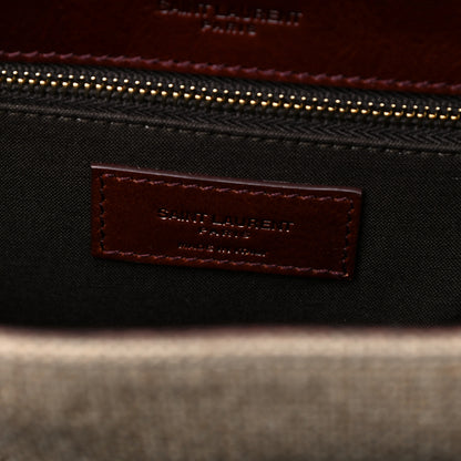 Saint Laurent Cotton Canvas Vintage Calfskin Monogram Medium Niki Chain Satchel Natural Chocolate 8 of 17