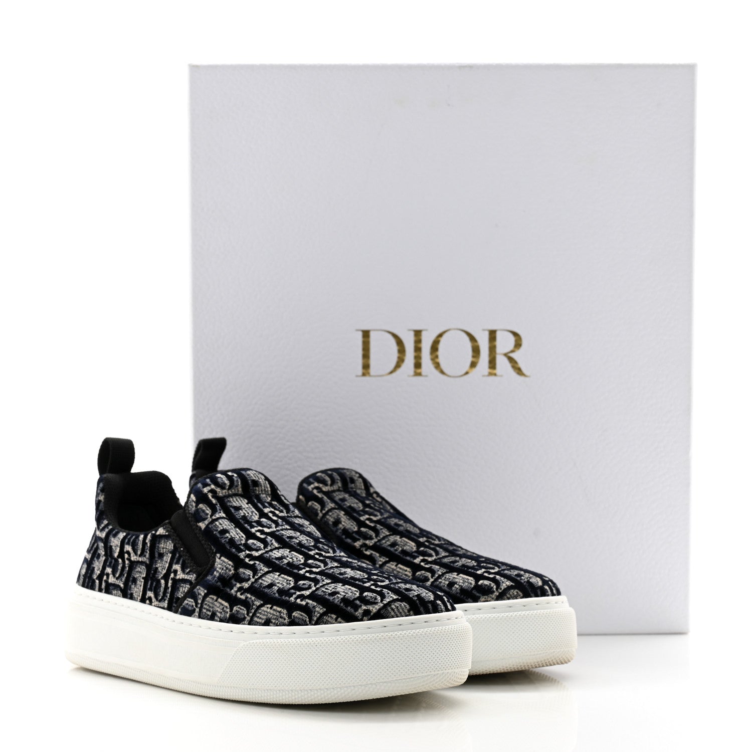 Christian Dior Velvet Oblique Womens Solar Slip On Sneakers 36 Deep Blue 9 of 9