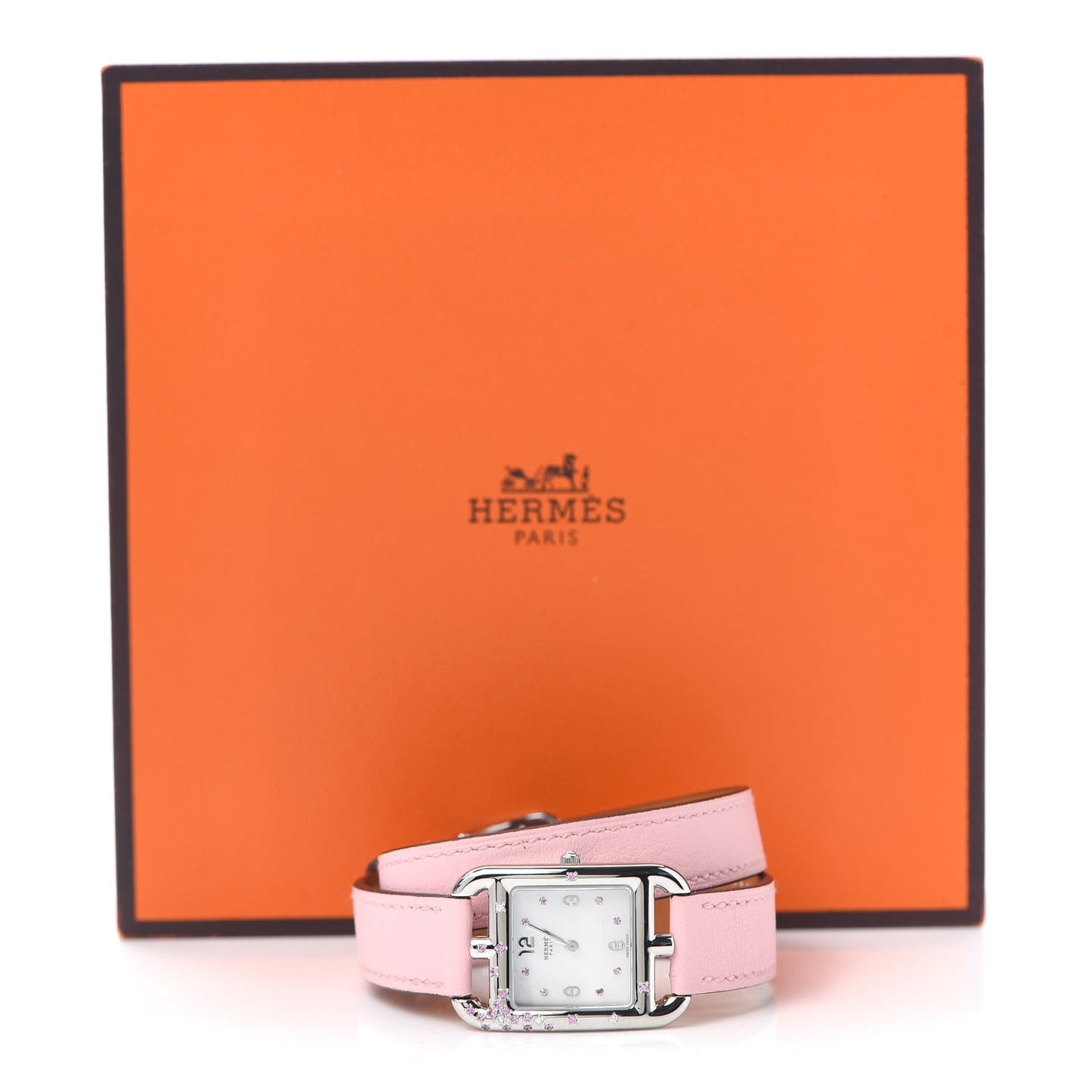Stainless Steel Swift Diamond Pink Sapphire Mother of Pearl 23mm Cape Cod Double Tour Quartz Watch Rose Sakura