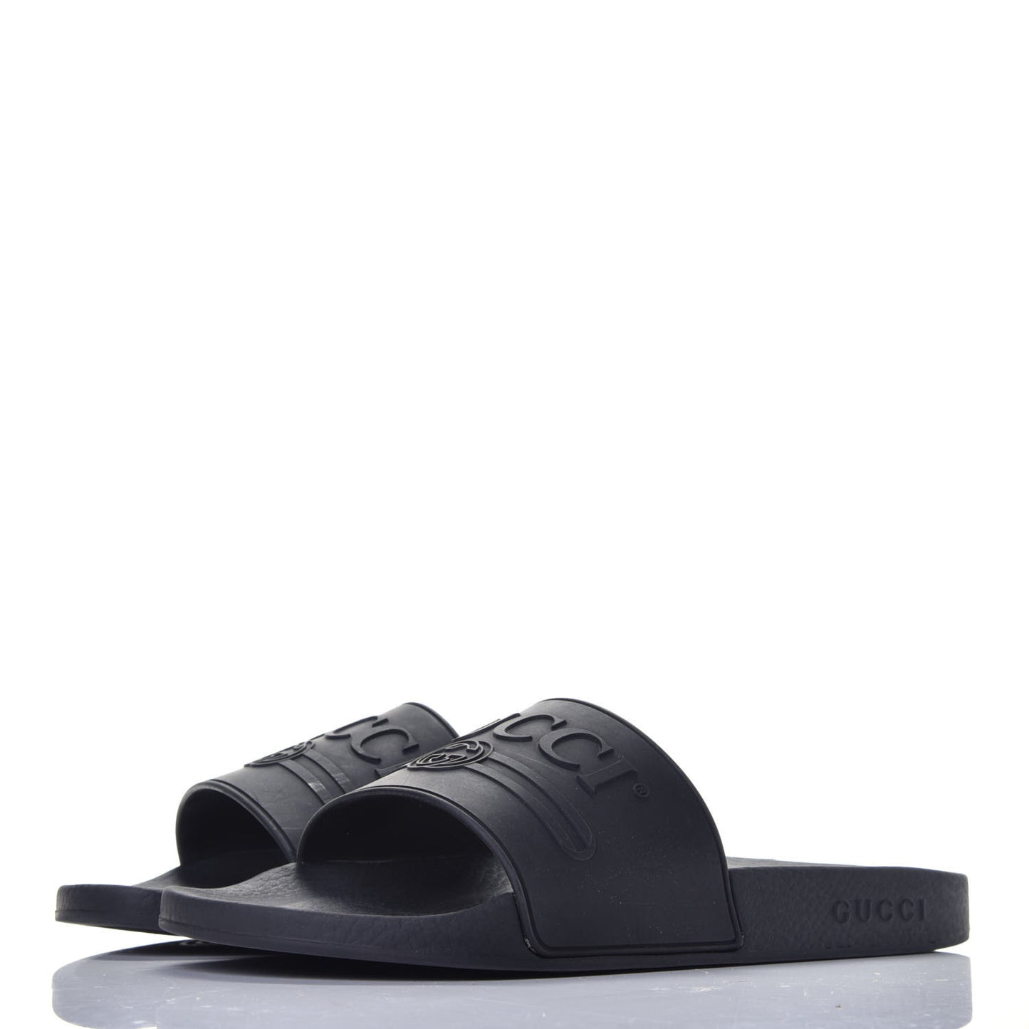 Rubber Logo Stamped Mens Slide Sandals 9 Black