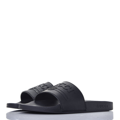 Gucci Rubber Logo Stamped Mens Slide Sandals 9 Black 3 of 7