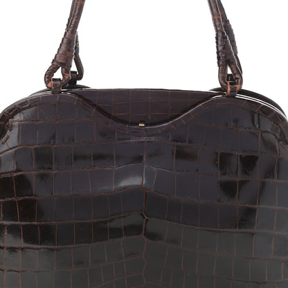 Bottega Veneta Crocodile Top Handle Bag Brown 9 of 14