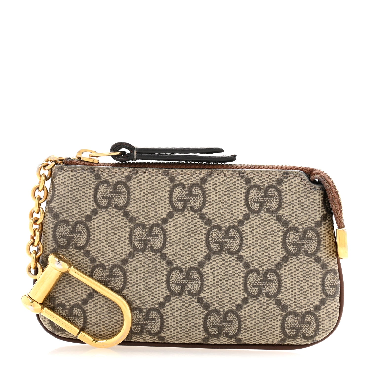 Gucci GG Supreme Monogram Key Case Beige Ebony Cuir 1 of 9