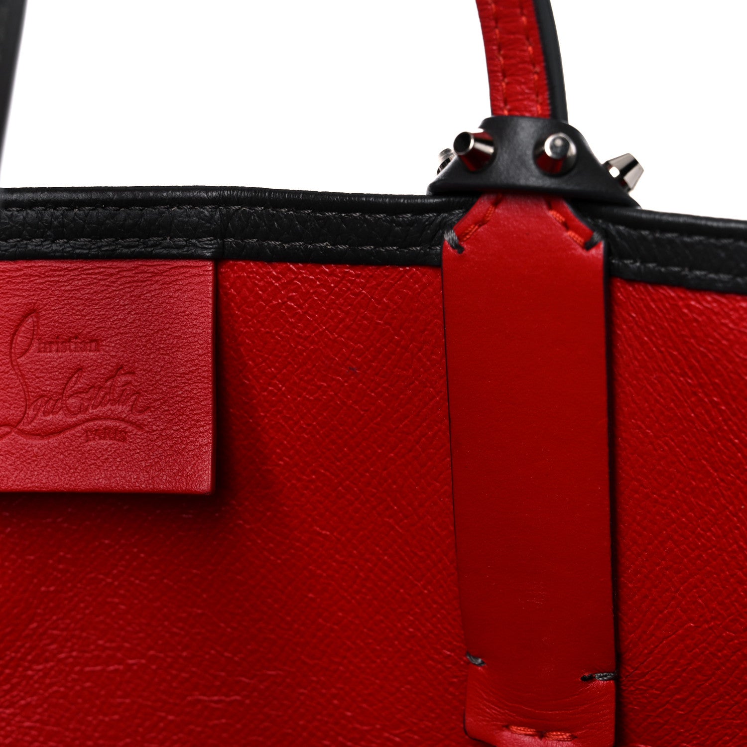 Christian Louboutin Calfskin Spikes East West Cabata Tote Charbon 13 of 28