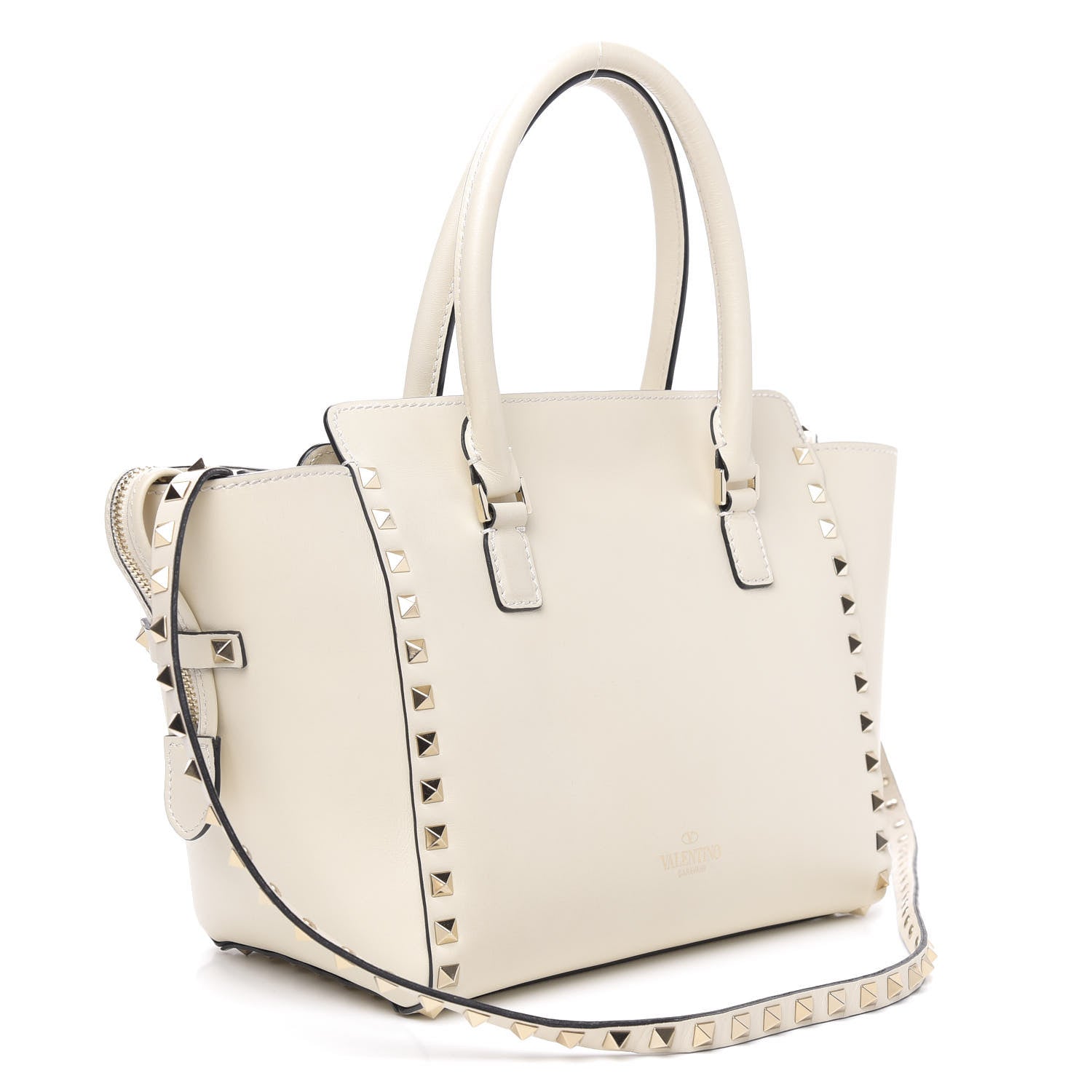 Valentino Garavani Vitello Small Rockstud Double Handle Tote Ivory 4 of 11