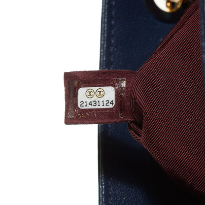 Chanel Sheepskin Quilted Mademoiselle Vintage Shopping Tote Blue 7 of 7