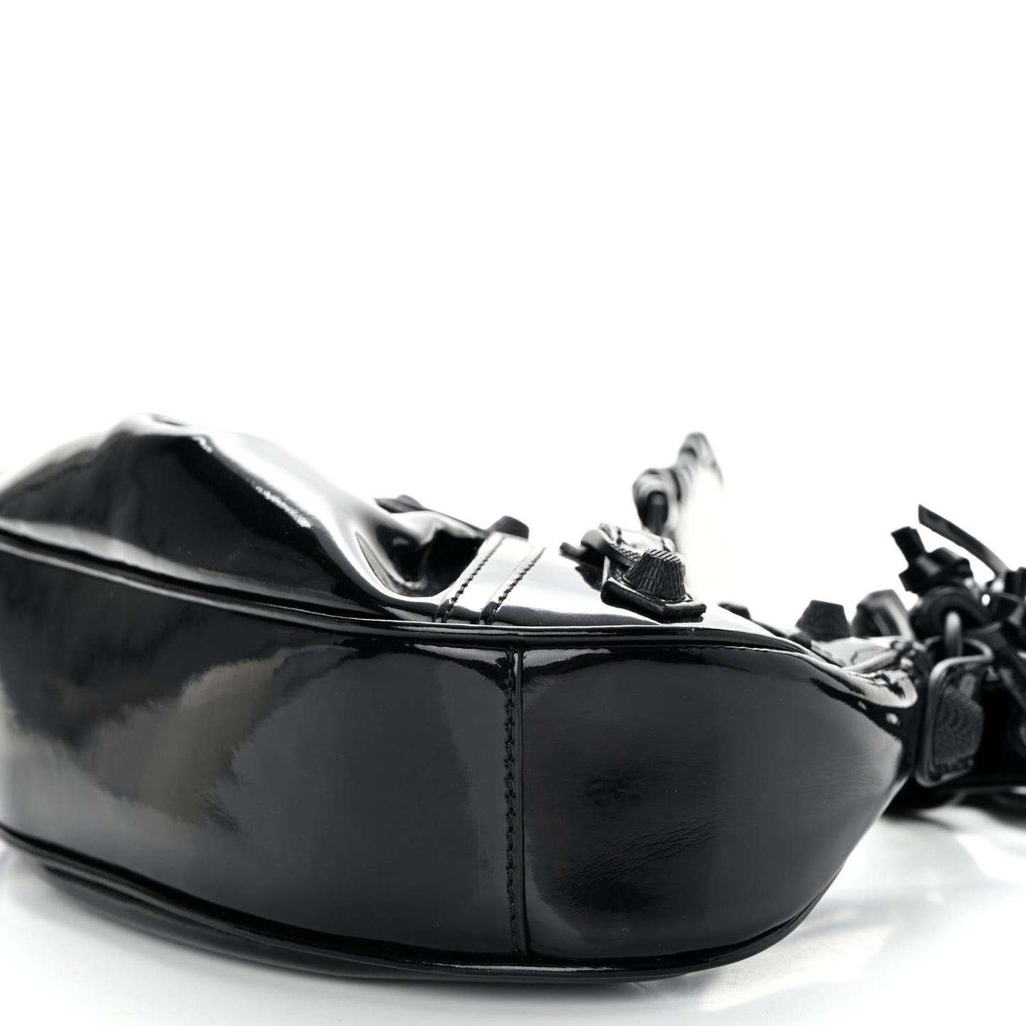 Patent Faux Leather Le Cagole Shoulder Bag XS Black