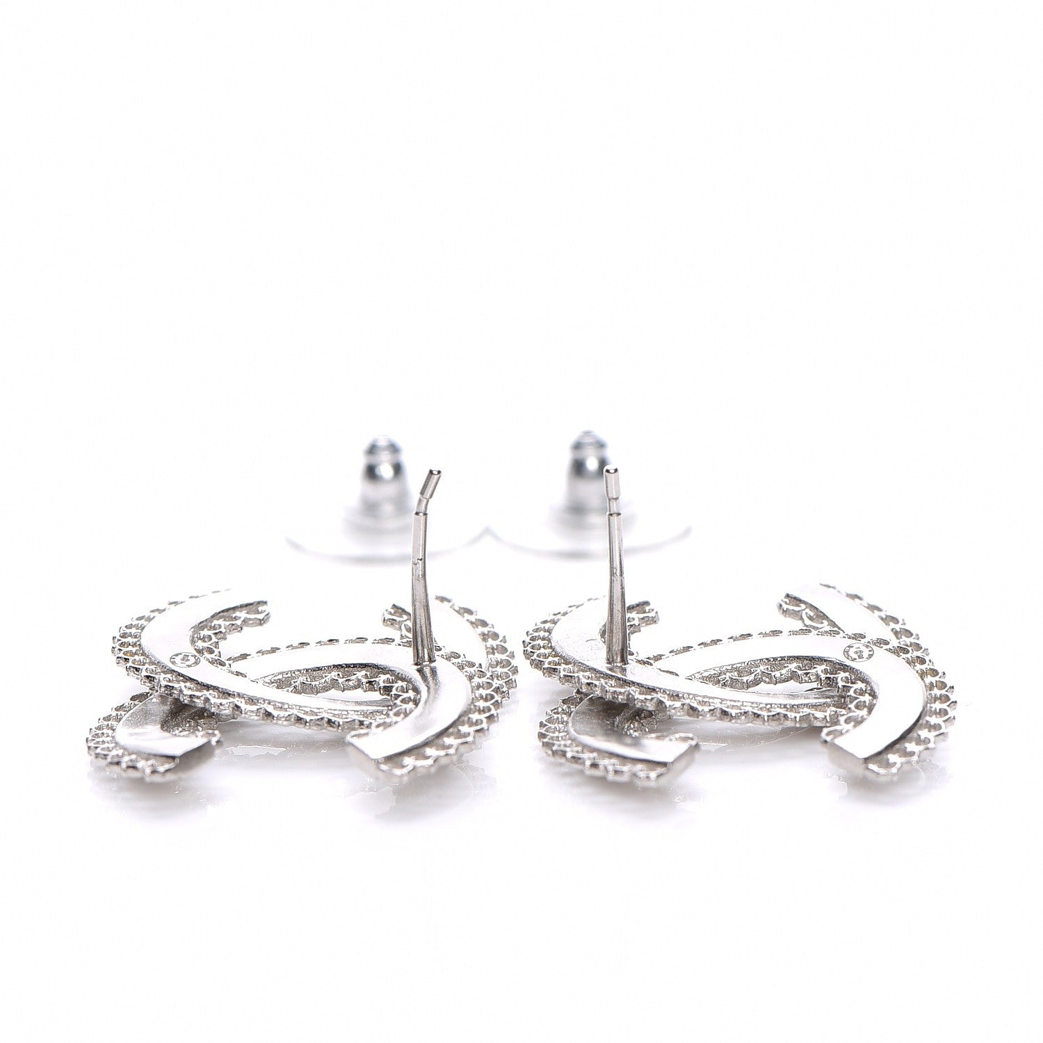 Chanel Scalloped CC Earrings Silver 4 of 6