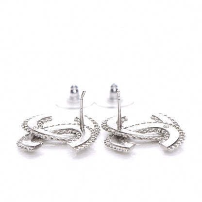 Chanel Scalloped CC Earrings Silver 4 of 6