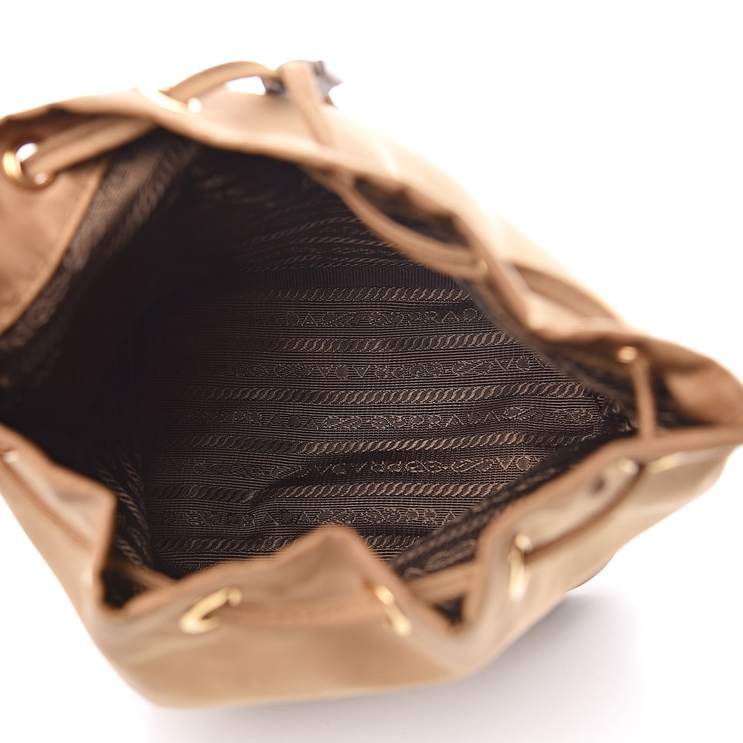 Saffiano Tessuto Nylon Bucket Wristlet Tabacco