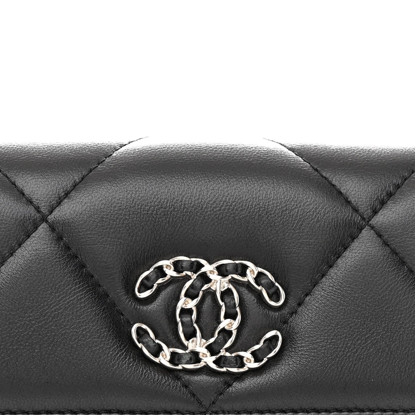 Lambskin Quilted Chanel 19 Flap Clutch Black