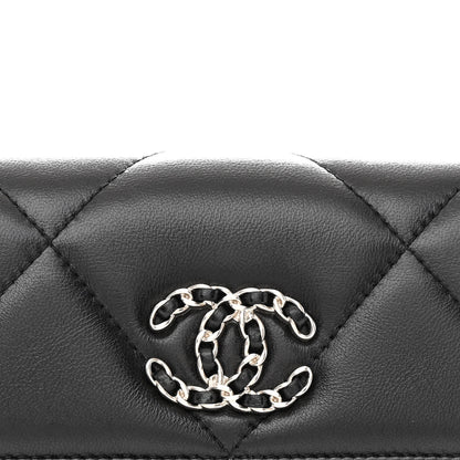 Chanel Lambskin Quilted Chanel 19 Flap Clutch Black 9 of 11