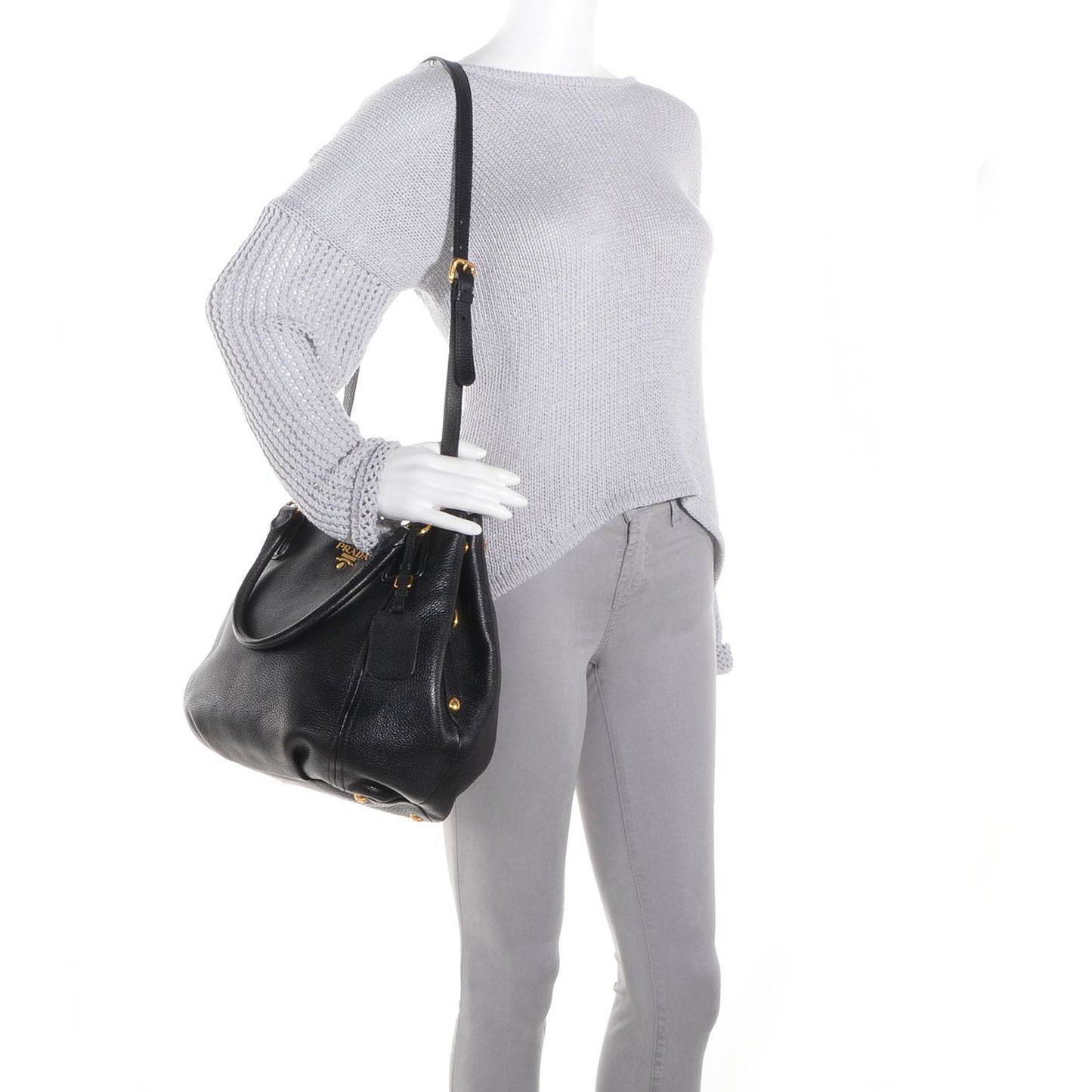 Vitello Daino Medium Tote Nero Black