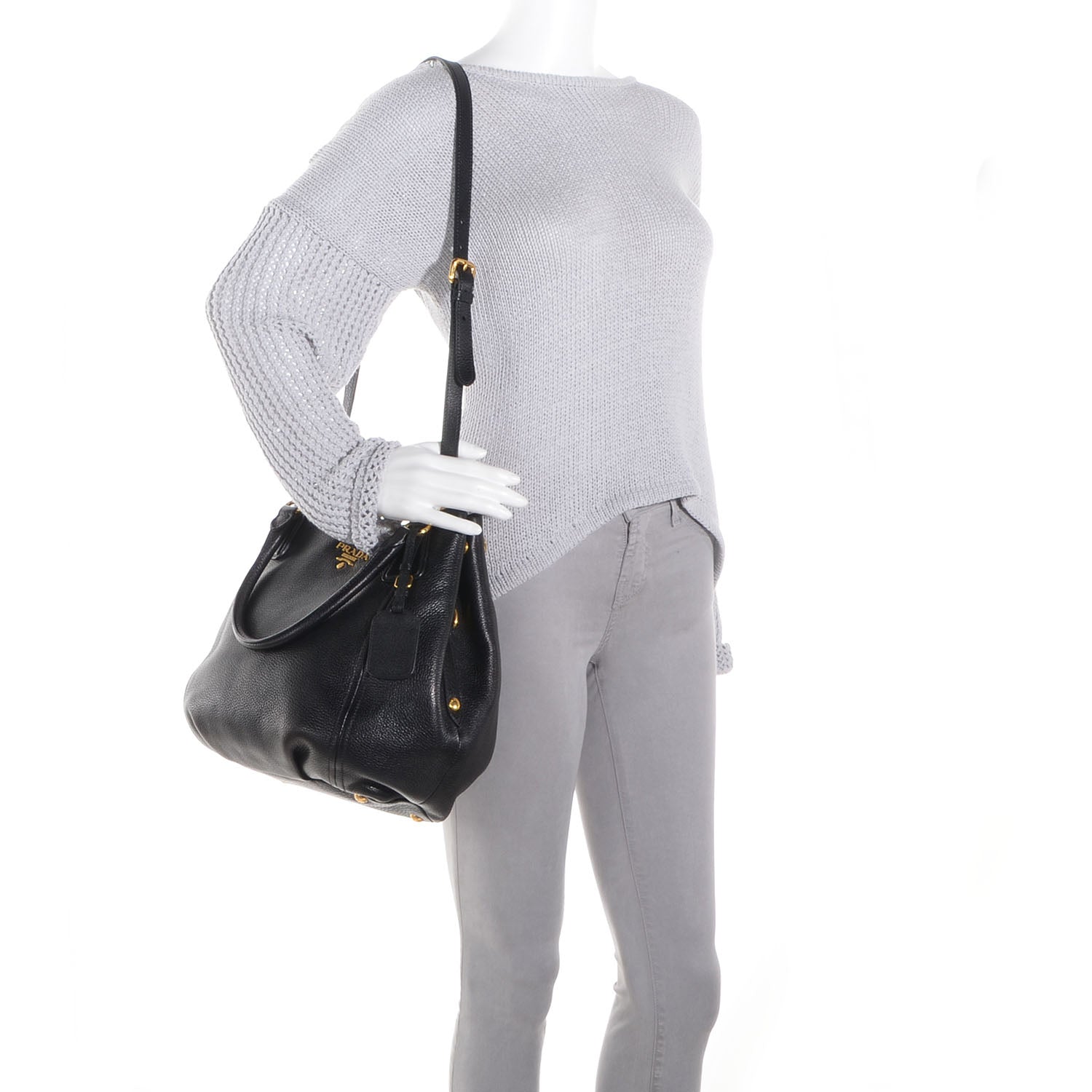 Prada Vitello Daino Medium Tote Nero Black 2 of 10