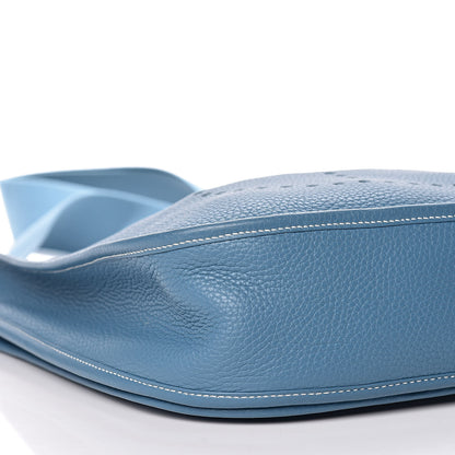 Hermes Taurillon Clemence Evelyne III GM Blue Jean 9 of 12