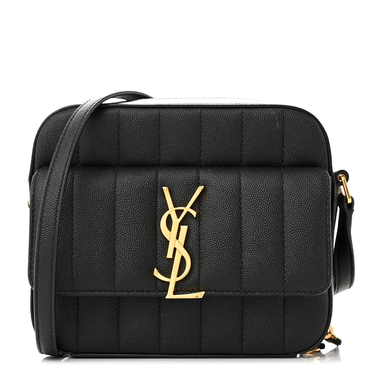 Saint Laurent Grained De Poudre Matelasse Monogram Vicky Camera Bag Black 1 of 13