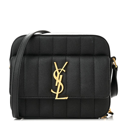 Saint Laurent Grained De Poudre Matelasse Monogram Vicky Camera Bag Black 1 of 13