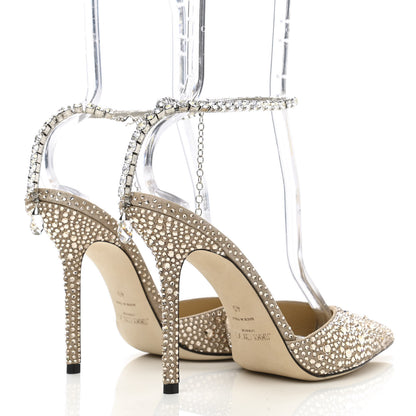Jimmy Choo Satin Crystal Saeda 100 Pumps 40 Honey Gold 4 of 8
