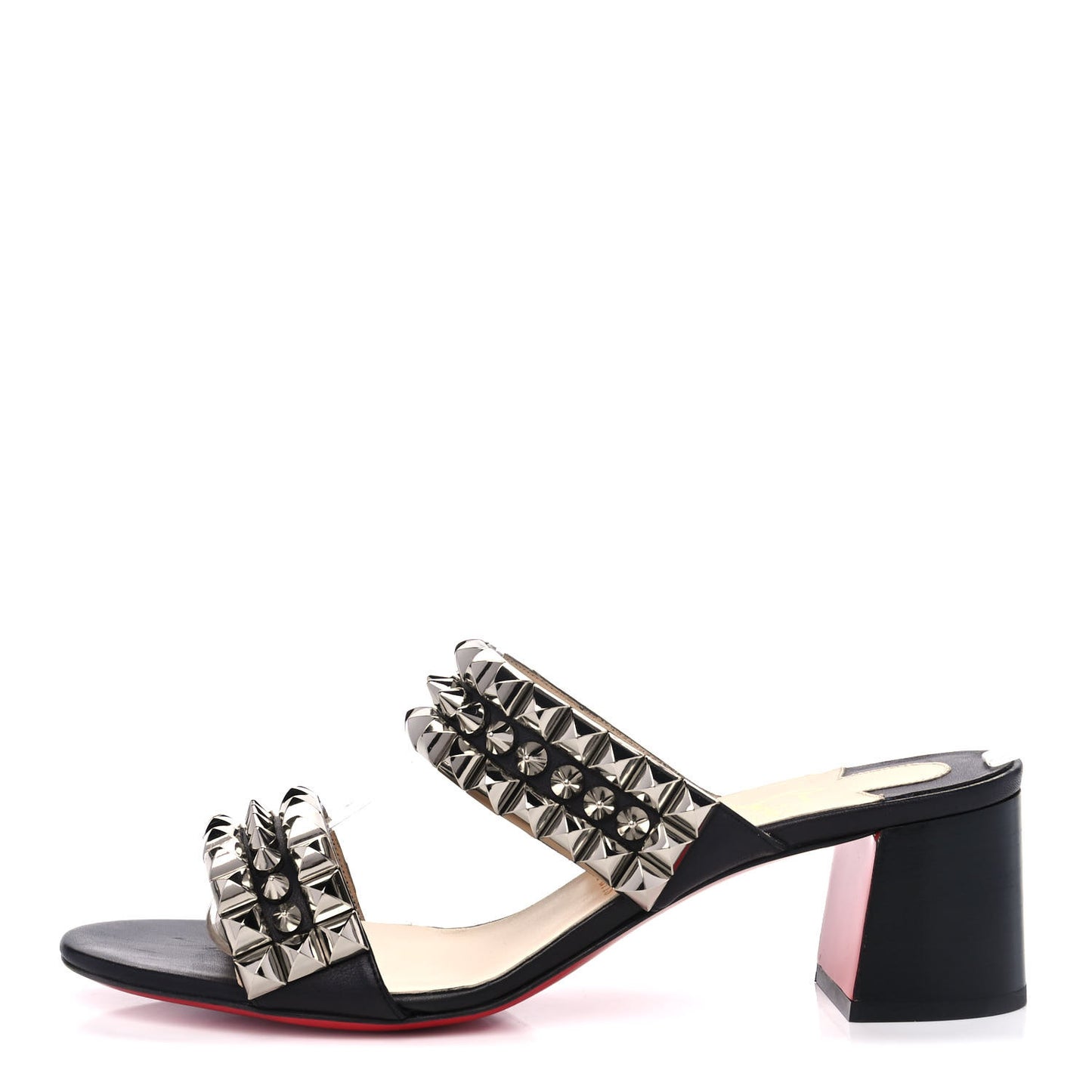 Calfskin Studded Tina Goes Mad 55 Slide Sandals 40.5 Black