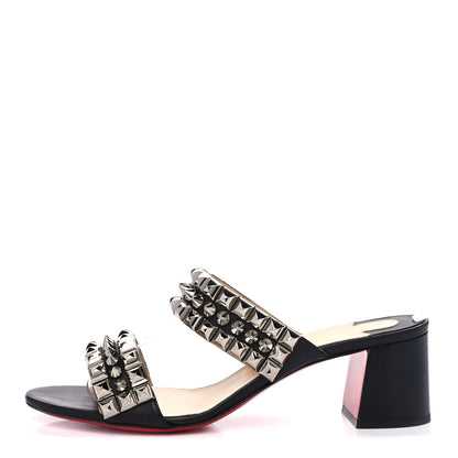 Christian Louboutin Calfskin Studded Tina Goes Mad 55 Slide Sandals 40.5 Black 1 of 11