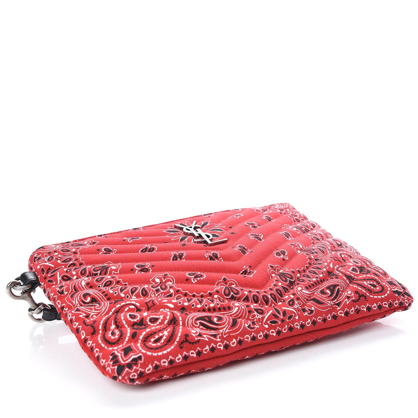 Canvas Bandana Chevron Monogram A5 Wristlet Red