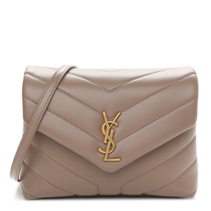 Saint Laurent Calfskin Y Quilted Monogram Toy Loulou Crossbody Bag Taupe 1 of 8