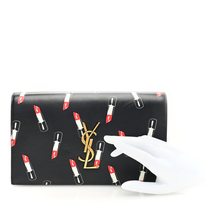 Saint Laurent Calfskin Lipstick Print Classic Monogram Kate Clutch Black 2 of 9