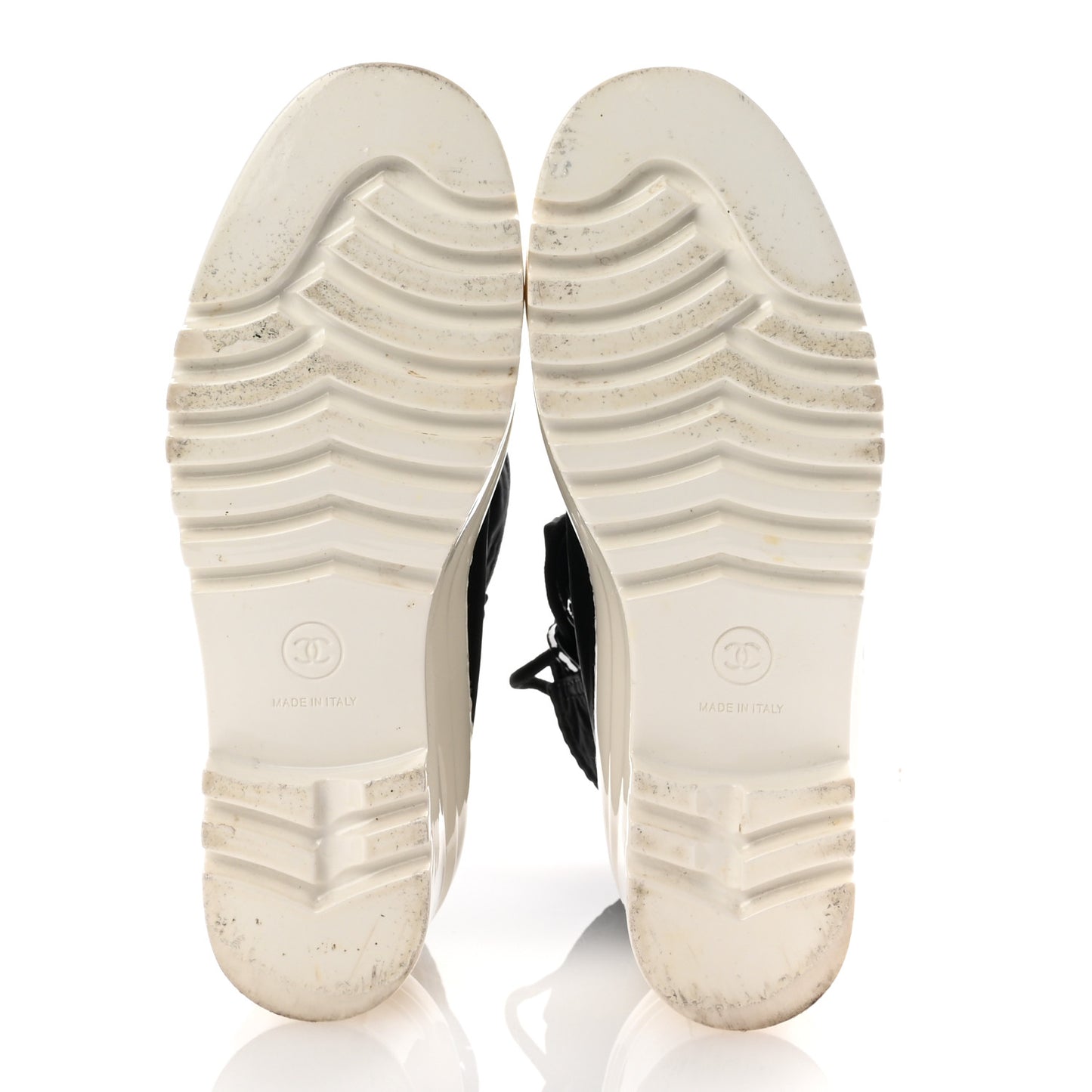 Nylon CC Lace Up Snow Boots 36 Black White