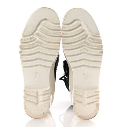 Chanel Nylon CC Lace Up Snow Boots 36 Black White 6 of 9