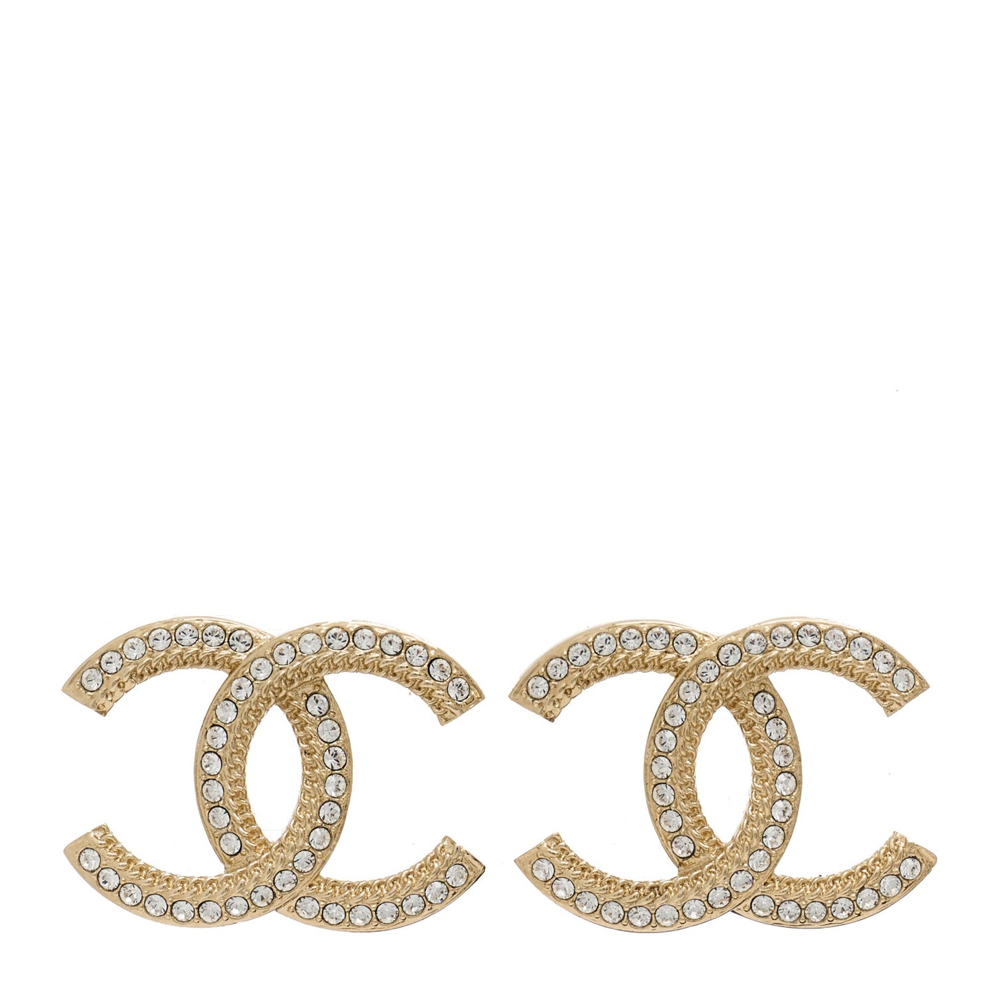 Crystal Large CC Earrings Gold