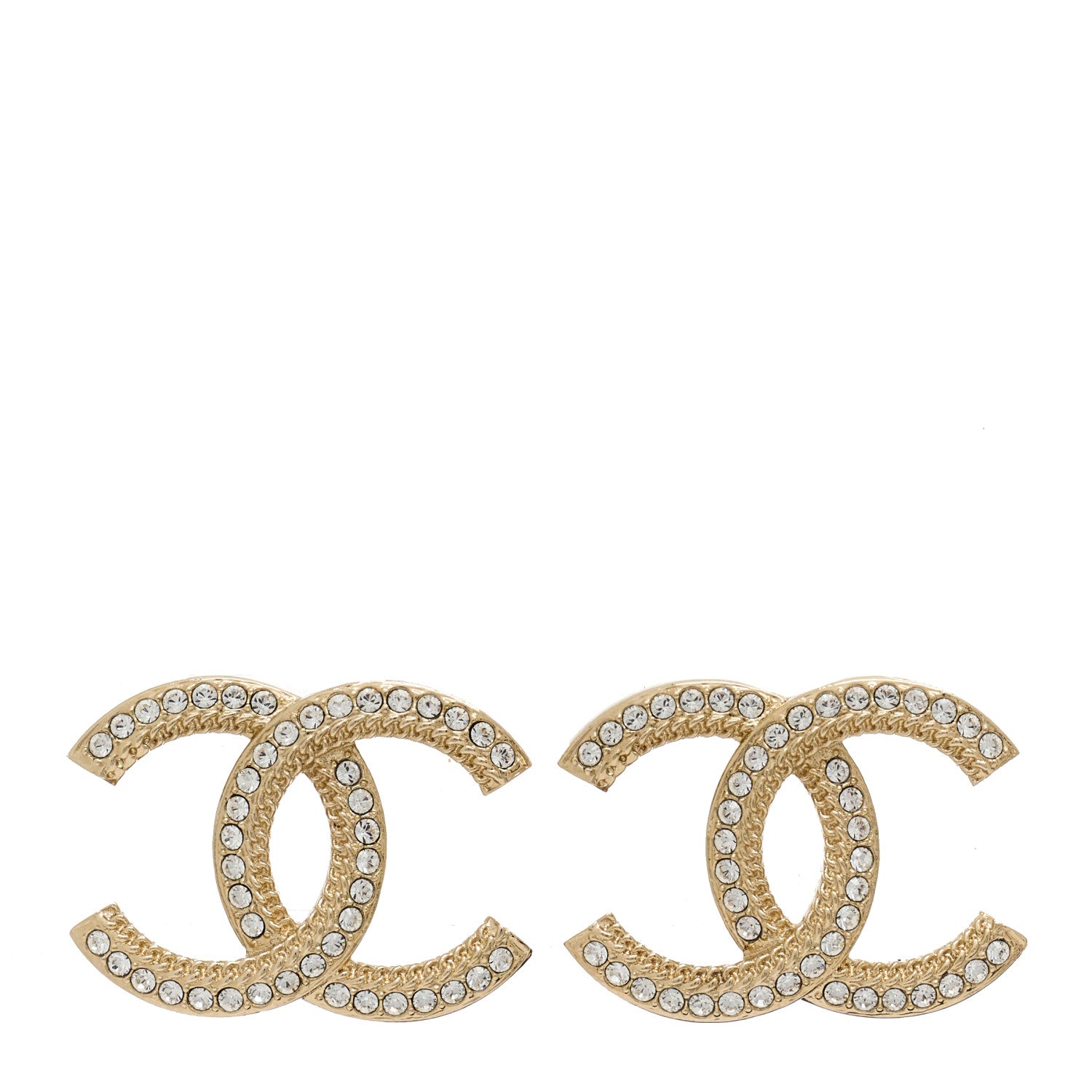 Chanel Crystal Large CC Earrings Gold 1 of 5