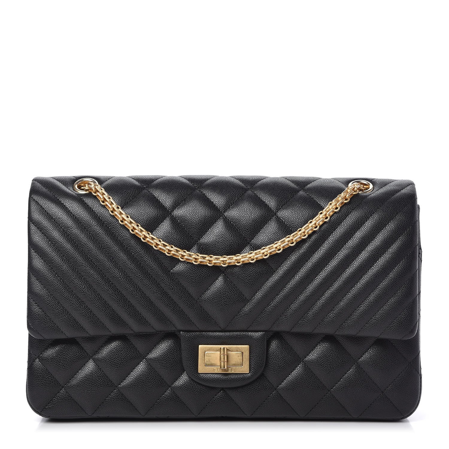 Chanel Caviar Chevron Quilted 2.55 Reissue 227 Flap Black 1 of 10