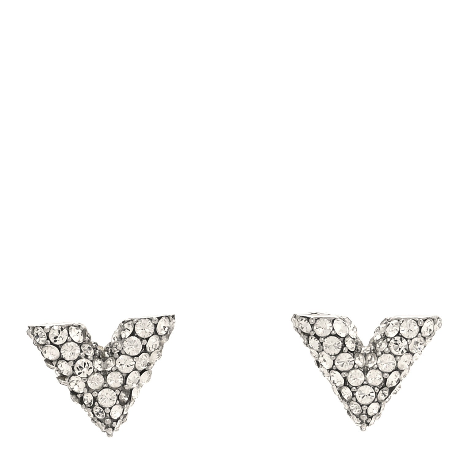Louis Vuitton Crystal Essential V Stud Earrings Silver 1 of 5