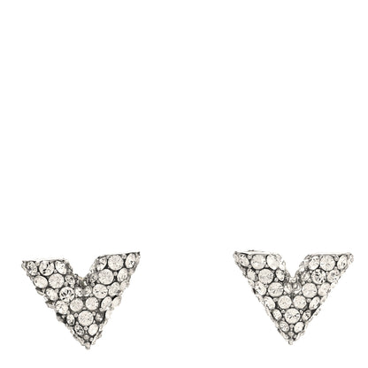 Louis Vuitton Crystal Essential V Stud Earrings Silver 1 of 5