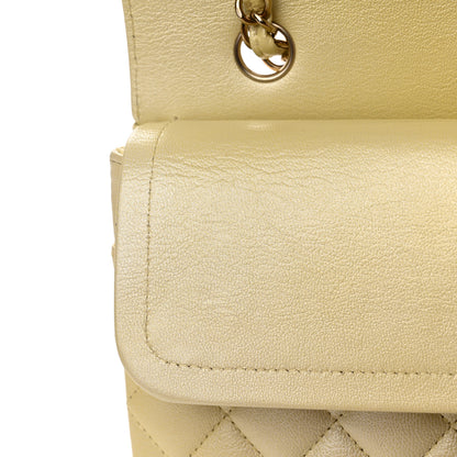 Chanel Cloudy Pearly Goatskin Quilted Medium Double Flap Light Yellow 13 of 13