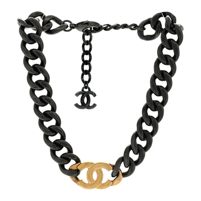 Chanel CC Chain Choker Necklace Ruthenium Gold 3 of 5