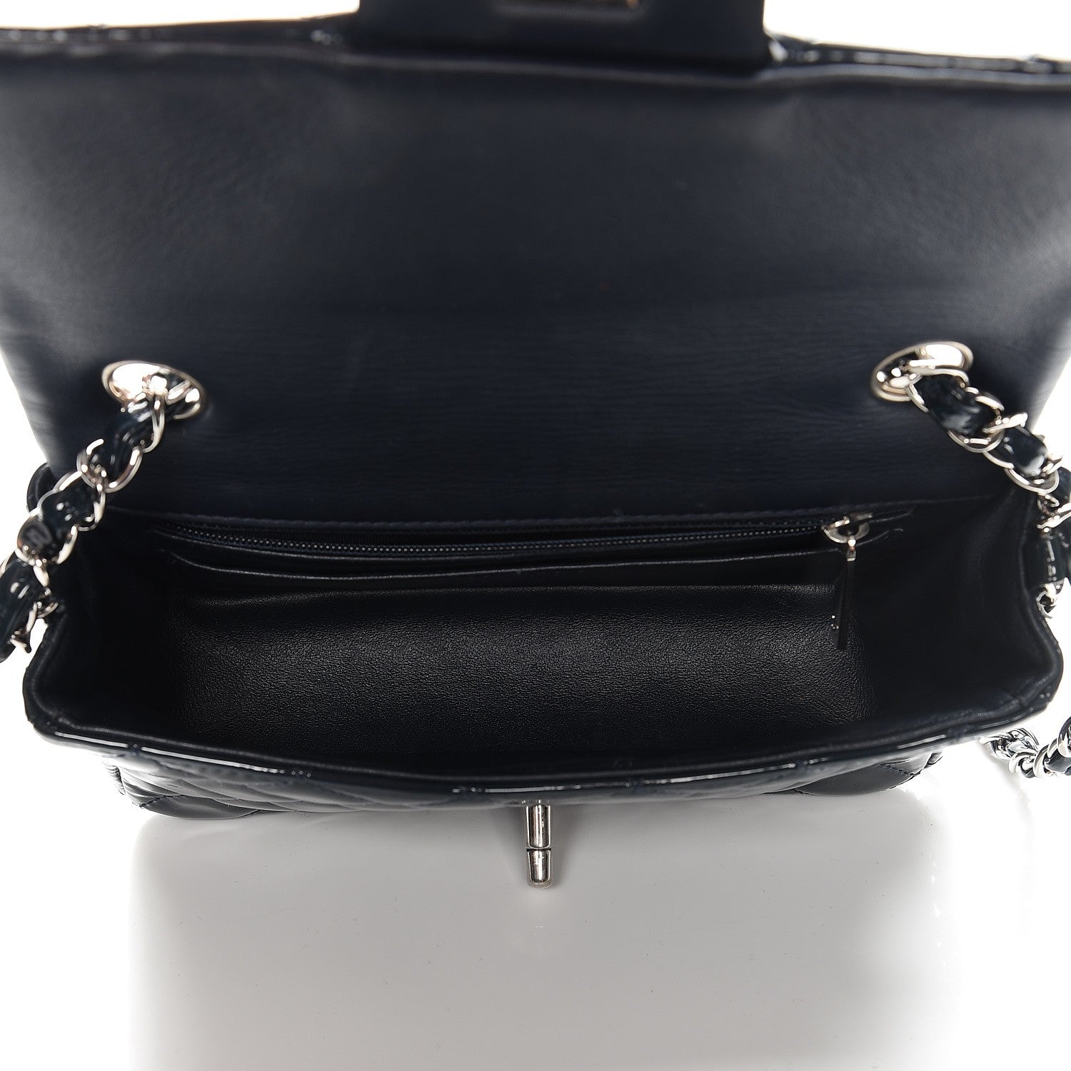 Chanel Patent Calfskin Quilted Mini Rectangular Flap Navy Blue 5 of 8