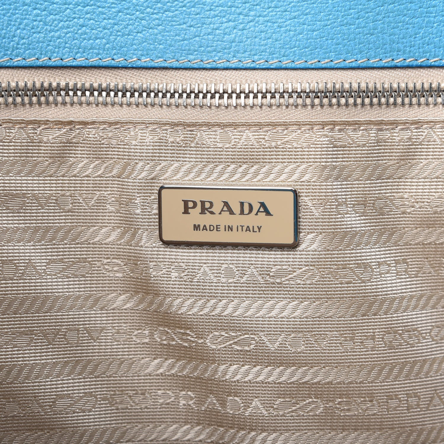 Prada Canvas Calfskin Trim Tote Beige Voyage 8 of 11