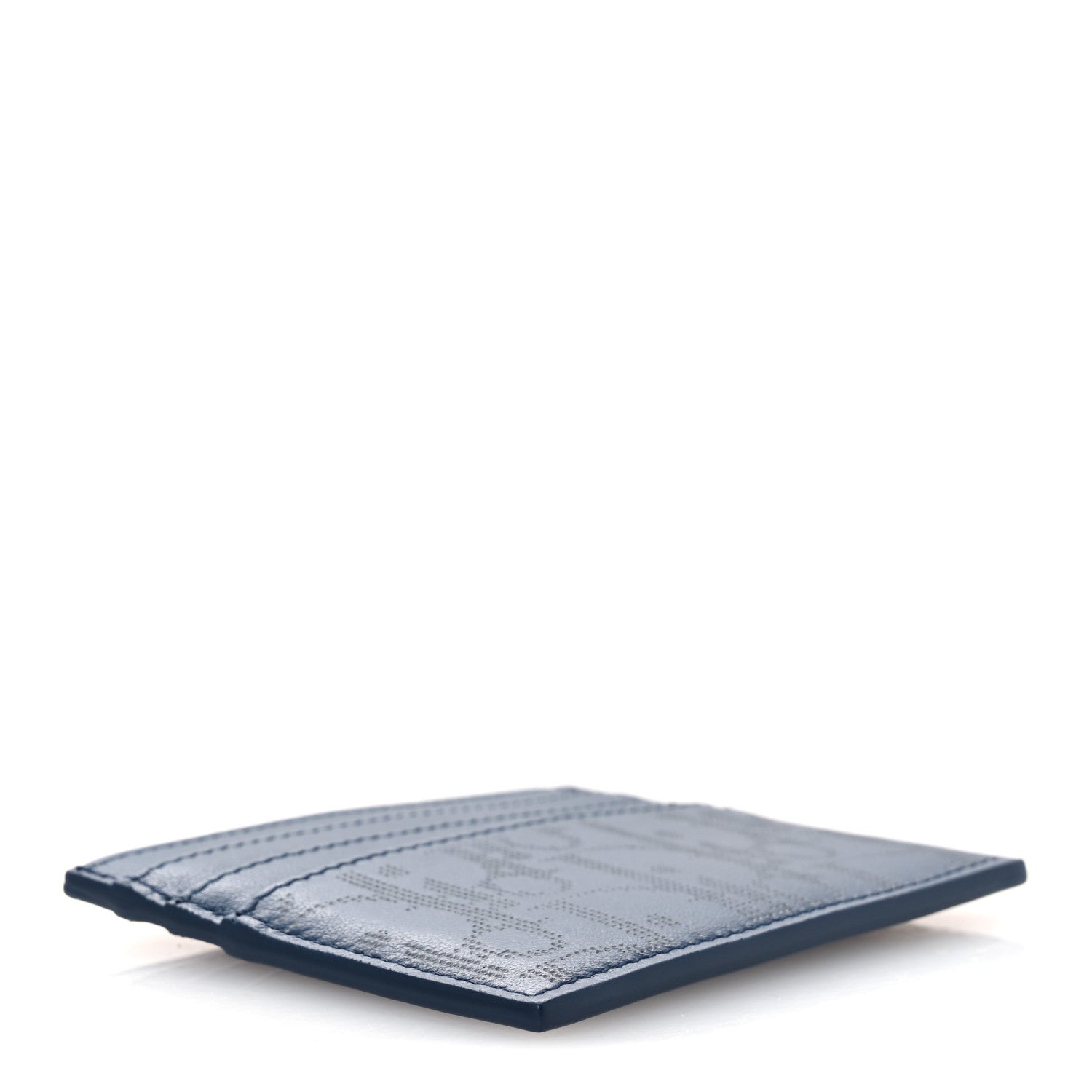 Christian Dior Calfskin Oblique Galaxy Perforated Card Holder Blue White 4 of 8