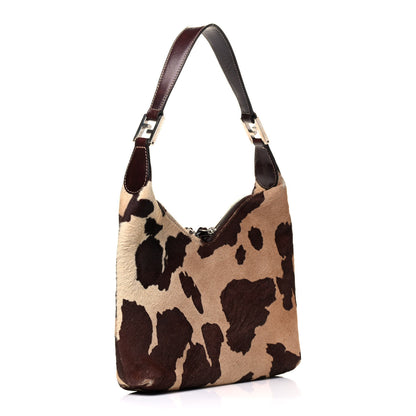Fendi Calf Hair Cow Print Shoulder Bag Brown 2 of 8