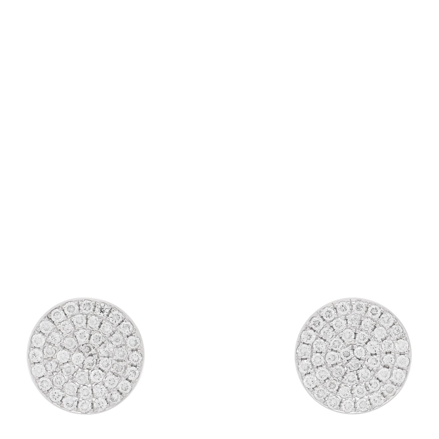 18K White Gold Diamond Flat Disc Stud Earrings