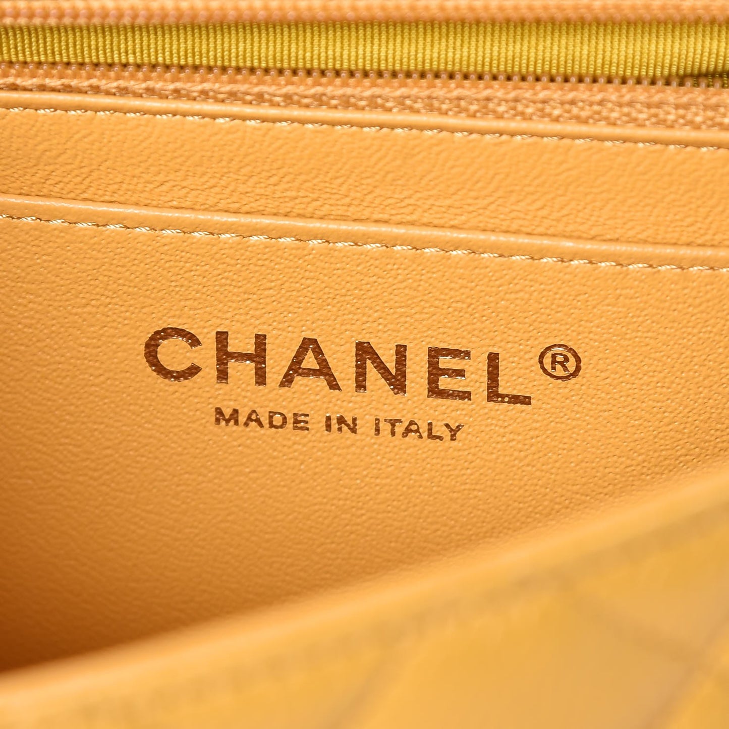 Caviar Quilted Mini Rectangular Flap Yellow