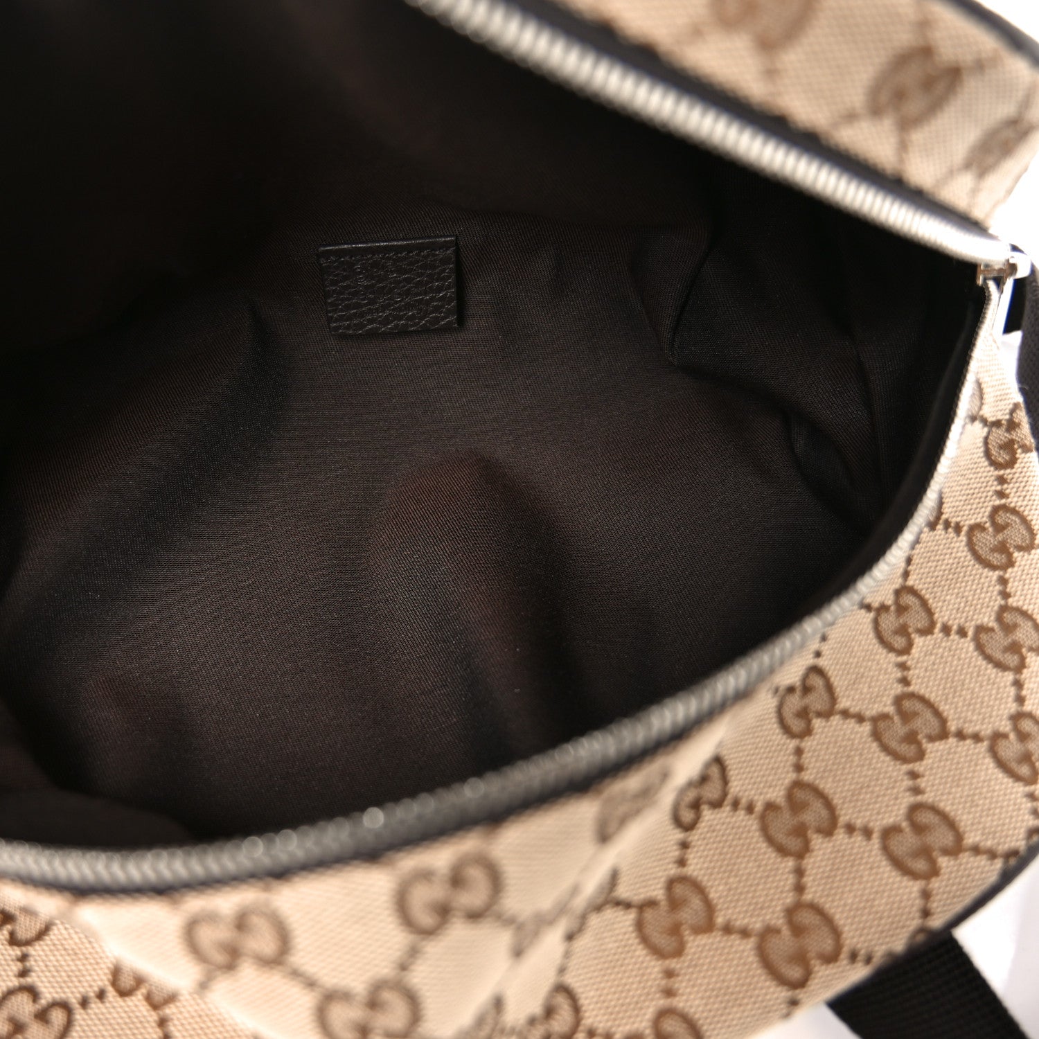 Gucci Monogram Dollar Calfskin Waist Pouch Beige Ebony Testa di Moro Marrone Scuro 5 of 10