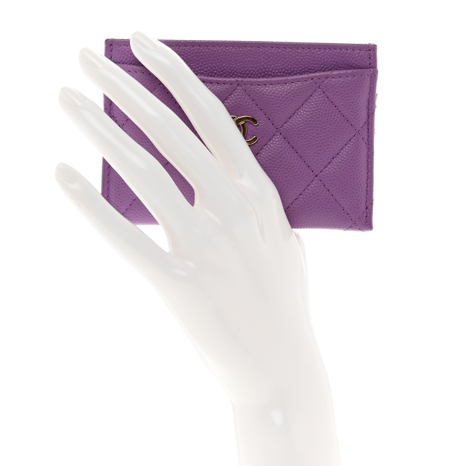 Chanel Caviar Quilted Card Holder Purple 2 of 10
