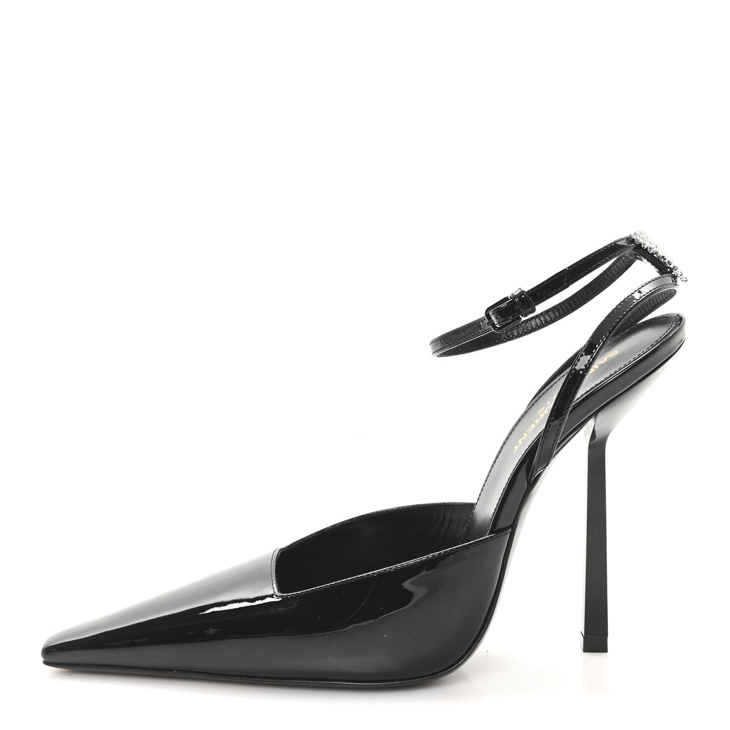 Patent Crystal Anouk 115 Ankle Strap Pumps 38 Black