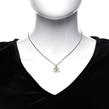 Chanel Crystal CC Pendant Necklace Silver 2 of 5