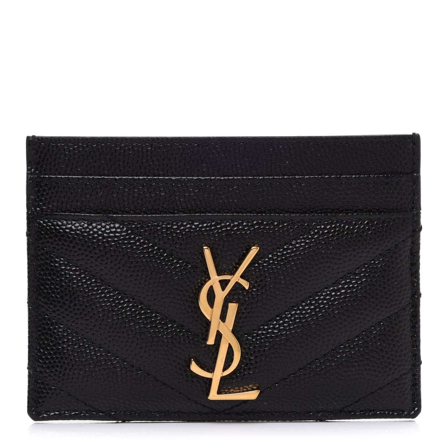 Grain De Poudre Matelasse Chevron Monogram Credit Card Case Black